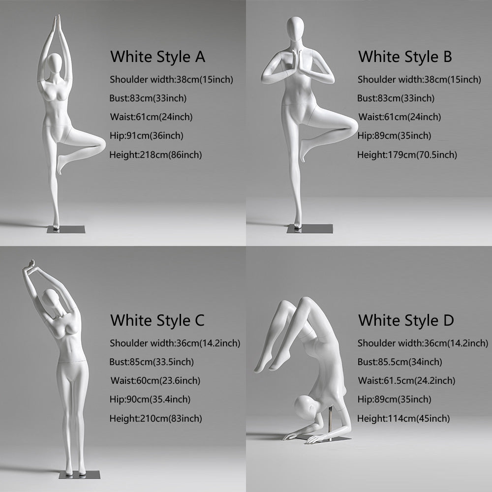 Full Body Female Yoga Mannequin - 8 Dynamic Poses