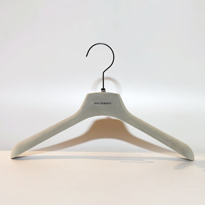 Luxury Velvet Non-Slip Hanger - Professional Boutique Grade | Grey Plastic with Silver Logo