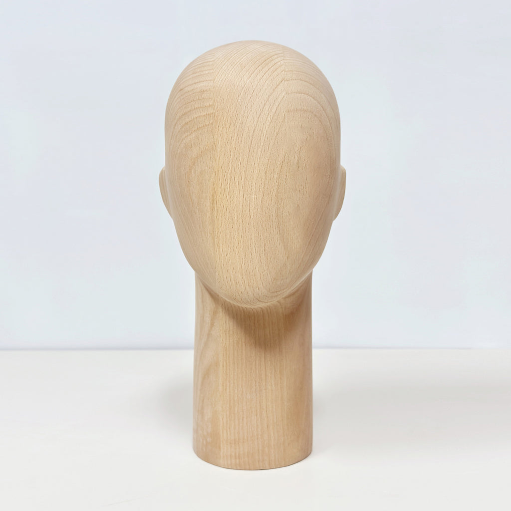 JELIMATE Wooden Mannequin Head Male – Solid Wood Hat Wig Glasses Display Stand