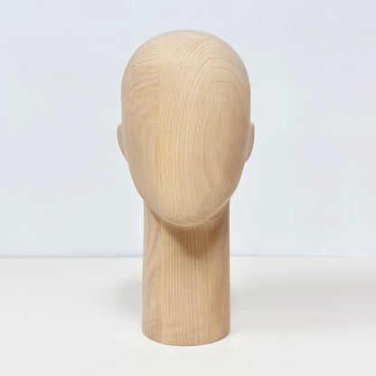 JELIMATE Wooden Mannequin Head Male – Solid Wood Hat Wig Glasses Display Stand