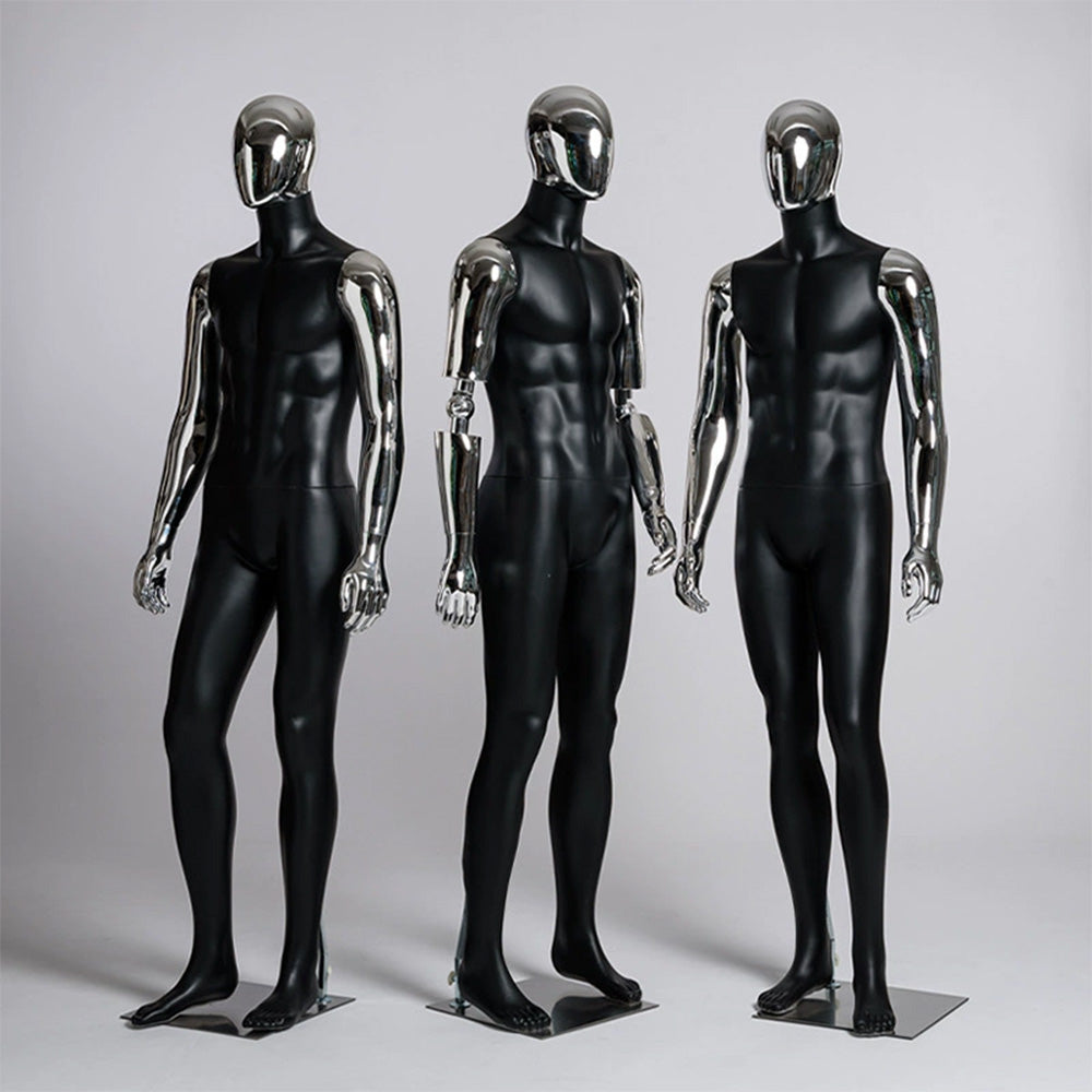 JELIMATE Matte Black Muscular Male Mannequin, Gold/Silver for Menswear Store Display