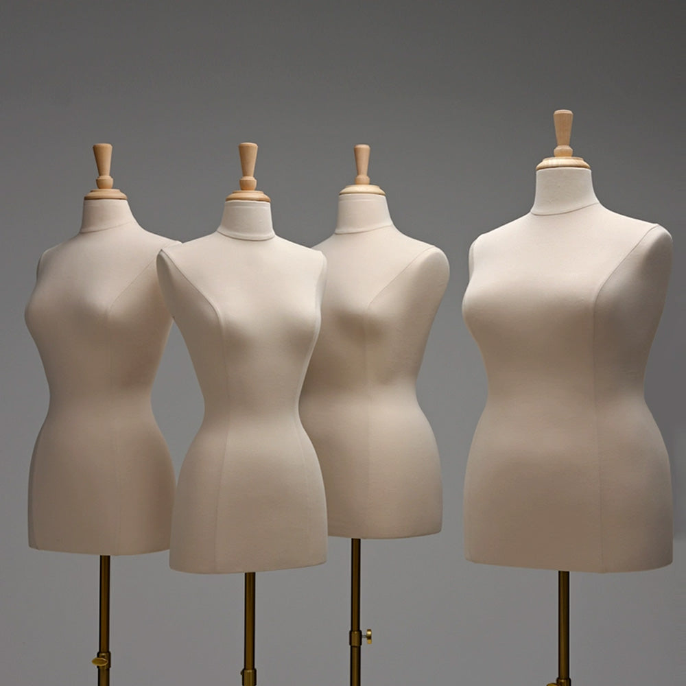 Jelimate Half Body Plus Size Female Mannequin Torso - Pinnable Dress Form with Beige Velvet Cover