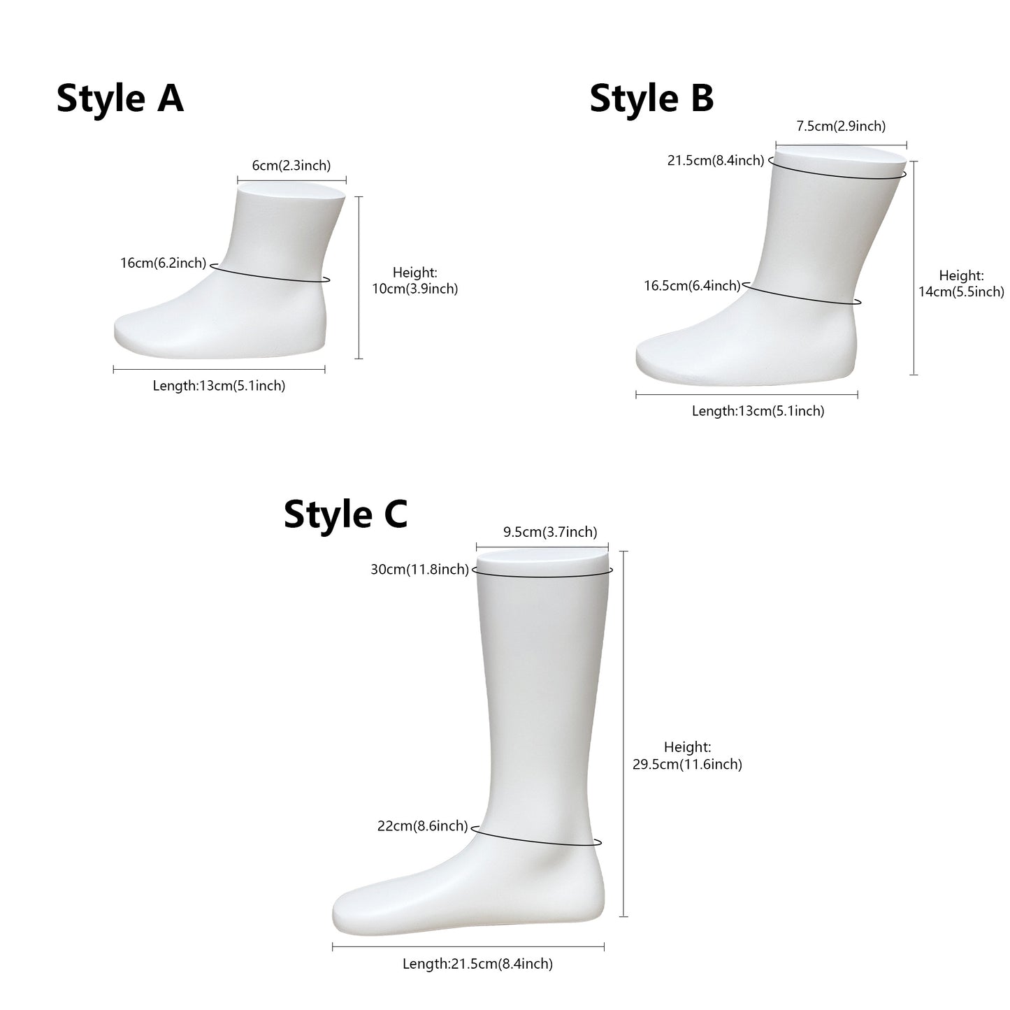 Mannequin Foot Display Props | Male Female Kids Fiberglass Foot Model for Sock & Shoe Store