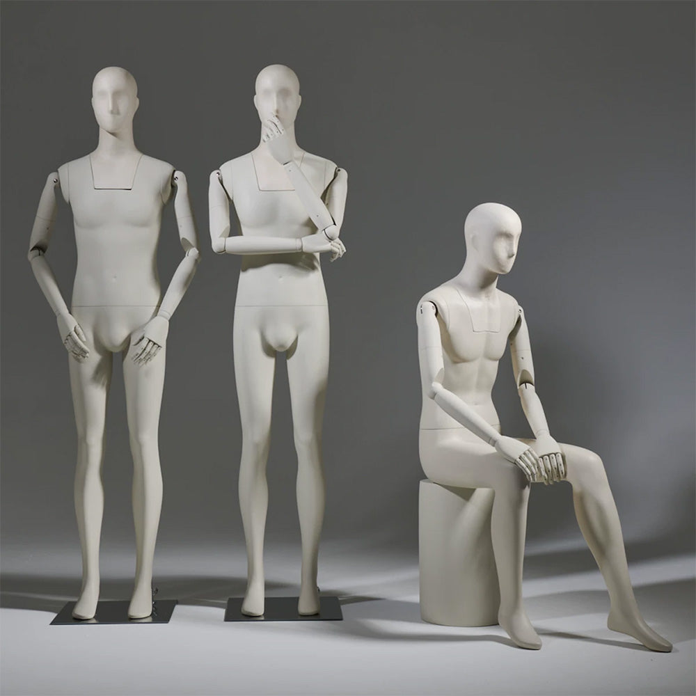 Premium Male Mannequin Full Body with Face - Standing & Seated Pose Retail Display for Boutique