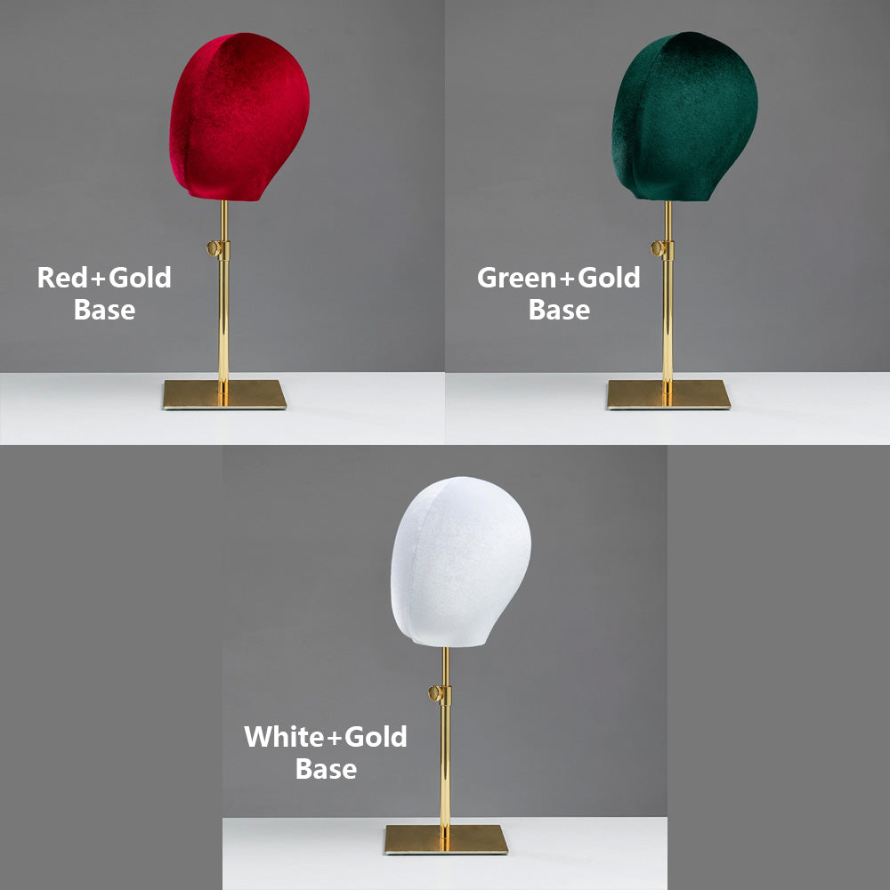 JELIMATE Luxury Velvet Mannequin Head Dress Form,Female Head Mannequin Hat Display Stand,Headband Headphone Jewelry Scarf Wig Display Head Model Props
