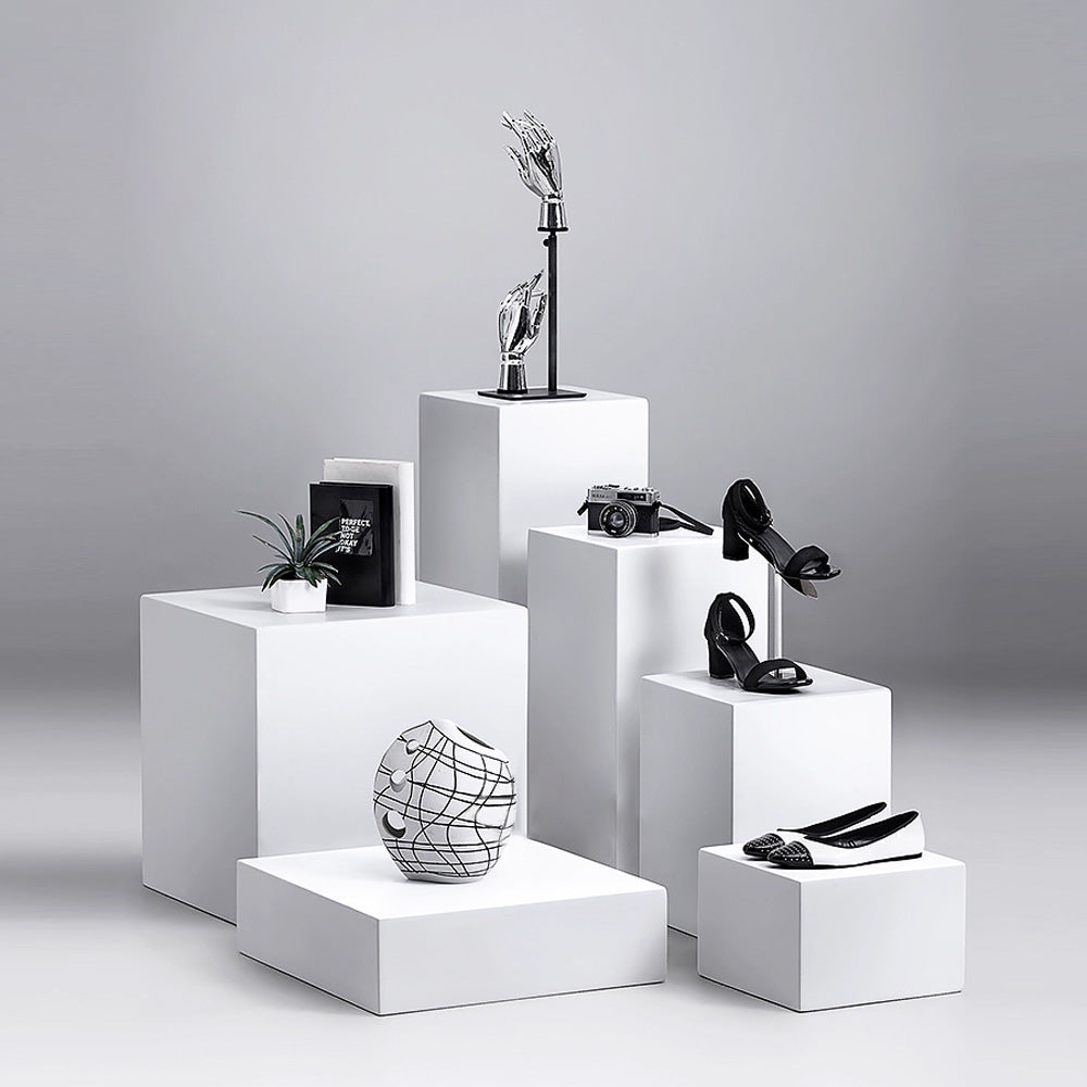 Jelimate High Quality White Gold Clothing Store Mannequin Platform Shop Fitting Mannequin Stand Clothing Display Table,Bag Shoes Clothing Display Stand,Clothing Dress Form Pedestal Clothing Display Props