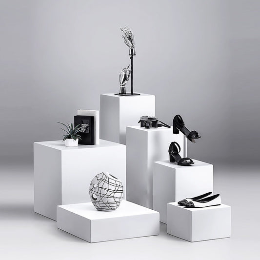 Jelimate High Quality White Gold Clothing Store Mannequin Platform Shop Fitting Mannequin Stand Clothing Display Table,Bag Shoes Clothing Display Stand,Clothing Dress Form Pedestal Clothing Display Props