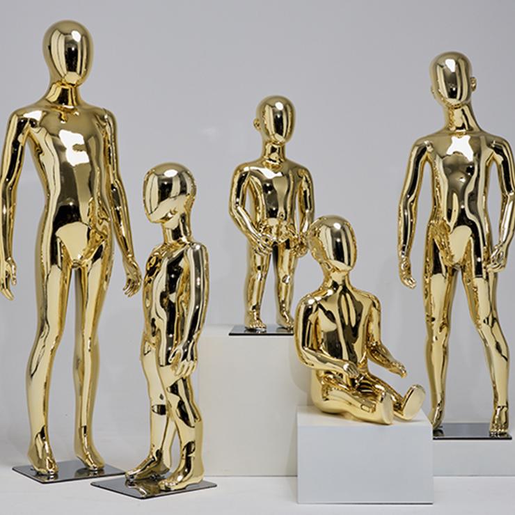 Luxury Gold Kids Mannequin Display | Mirror Finish Child Full Body Window Display Mannequin | JELIMATE