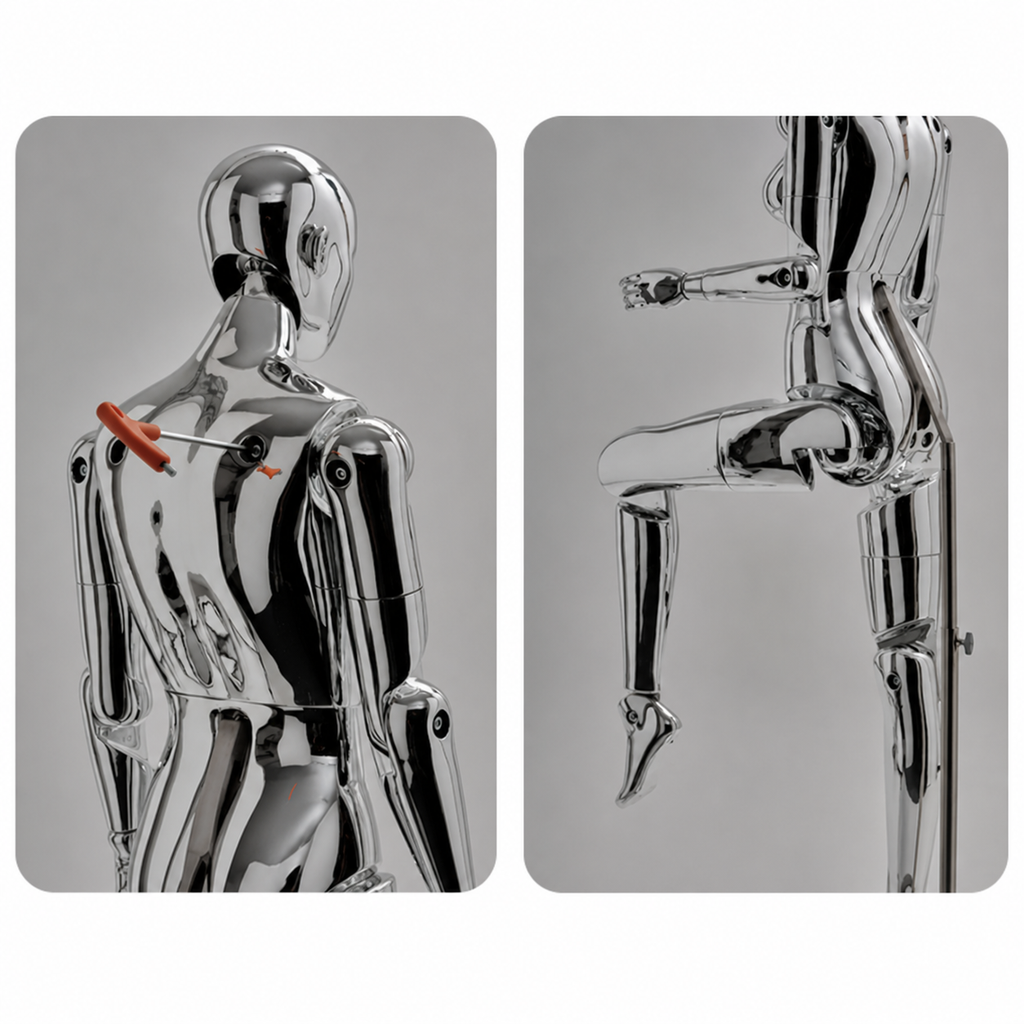 JELIMATE Chrome Full Body Mannequin Female Male Mechanical Robot Streetwear Clothing Display