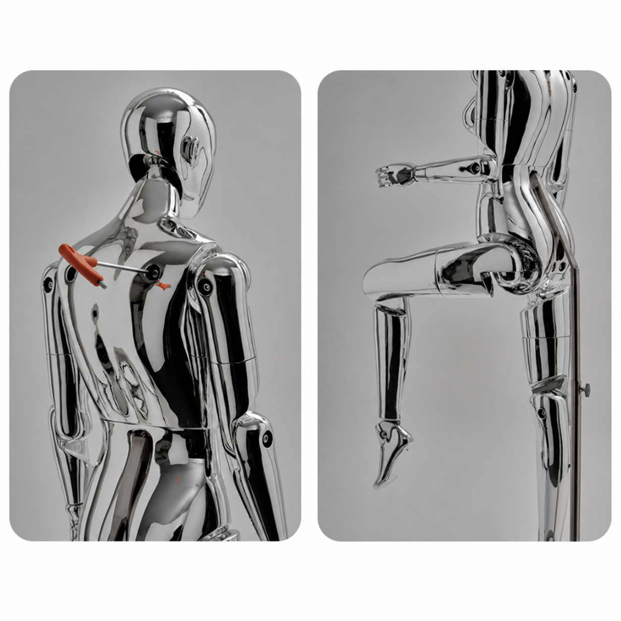 JELIMATE Chrome Full Body Mannequin Female Male Mechanical Robot Streetwear Clothing Display