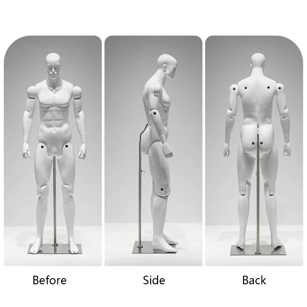Premium Full Body Mannequin - Flexible Joints with Wooden Arms & Velvet Finish