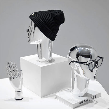 Premium Electroplated Mannequin Head Display Stand - Luxury Wig Hat Glasses Jewelry Holder