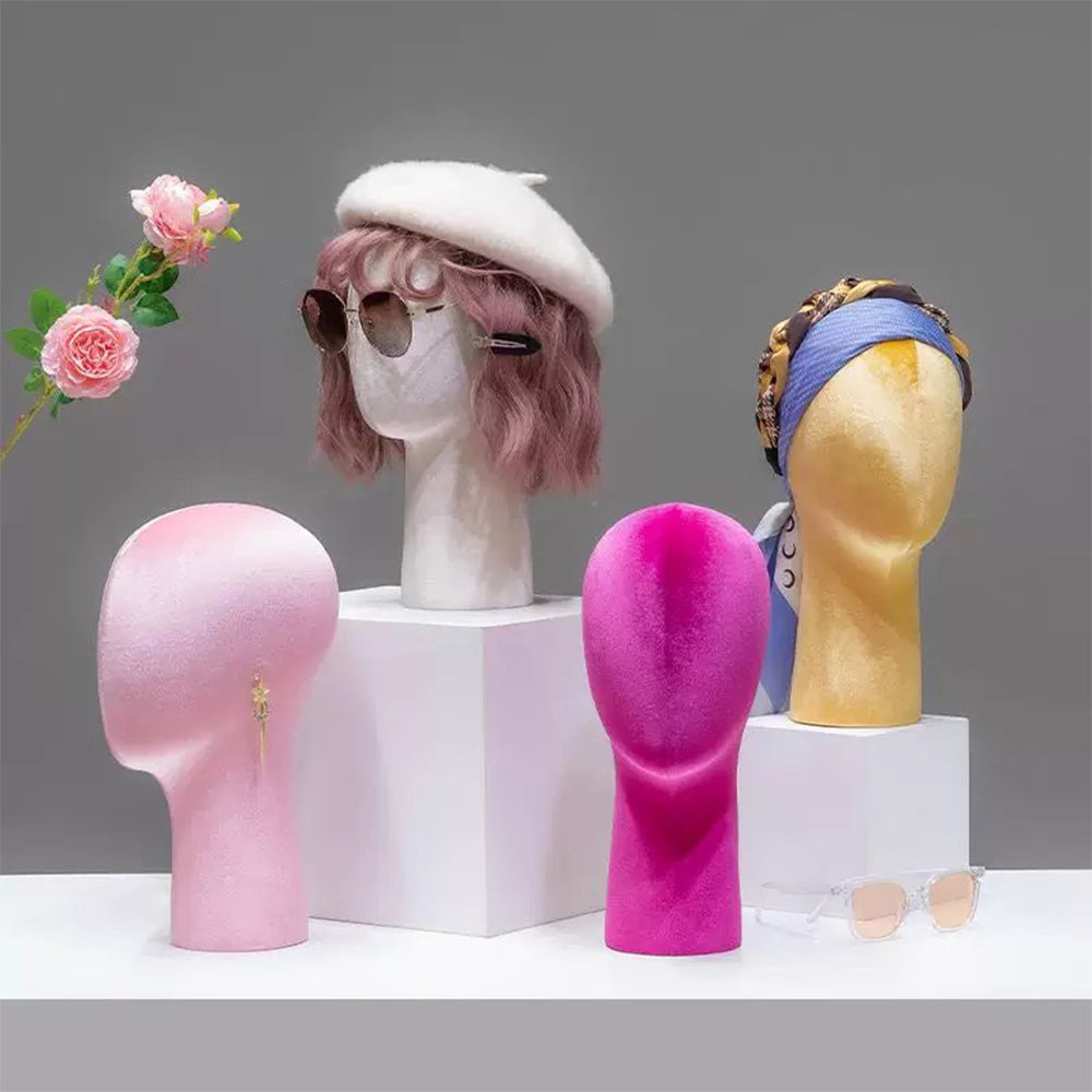 Jelimate Mannequin Head Multicolor Velvet Fabric Mannequin Display Hats and Wigs and Jewelry