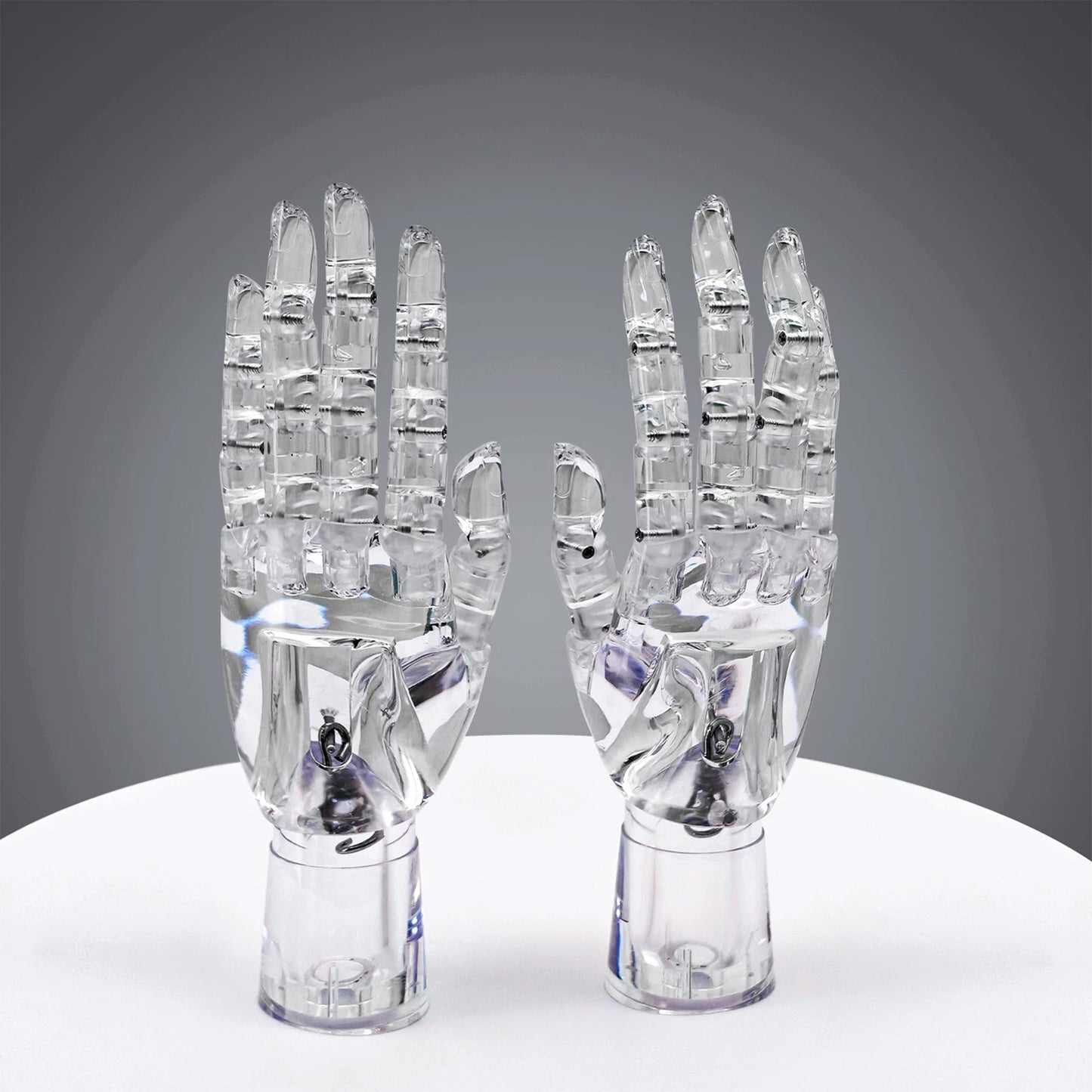 JELIMATE Clear Hand Mannequin Display Stand Articulated Joints Jewelry Ring Holder