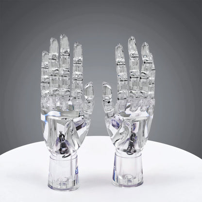 JELIMATE Clear Hand Mannequin Display Stand Articulated Joints Jewelry Ring Holder