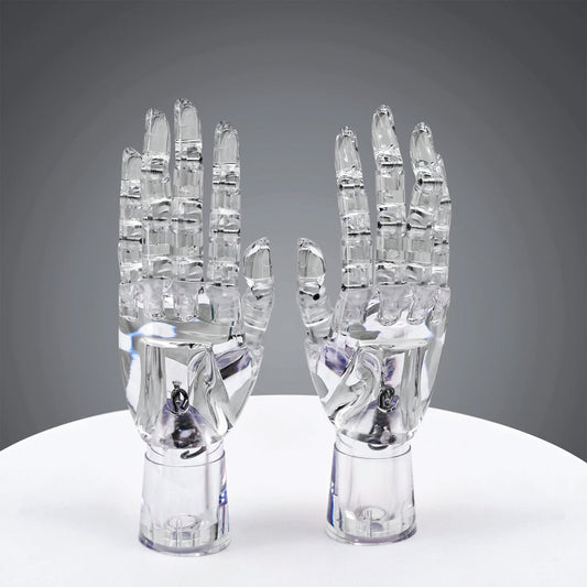 JELIMATE Clear Hand Mannequin Display Stand Articulated Joints Jewelry Ring Holder