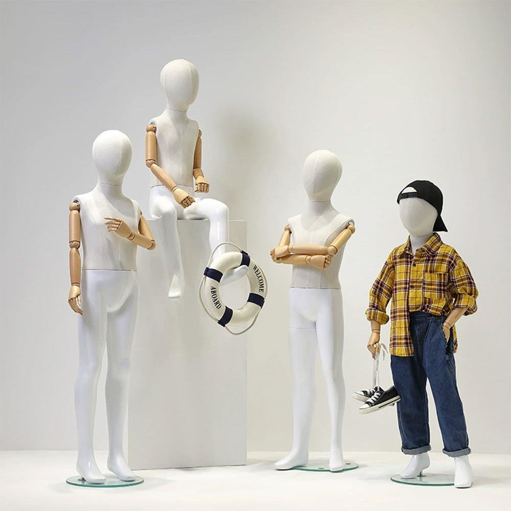 JELIMATE linen Kids Full Body Mannequin Child Dress Form for Clothing Store Window Display