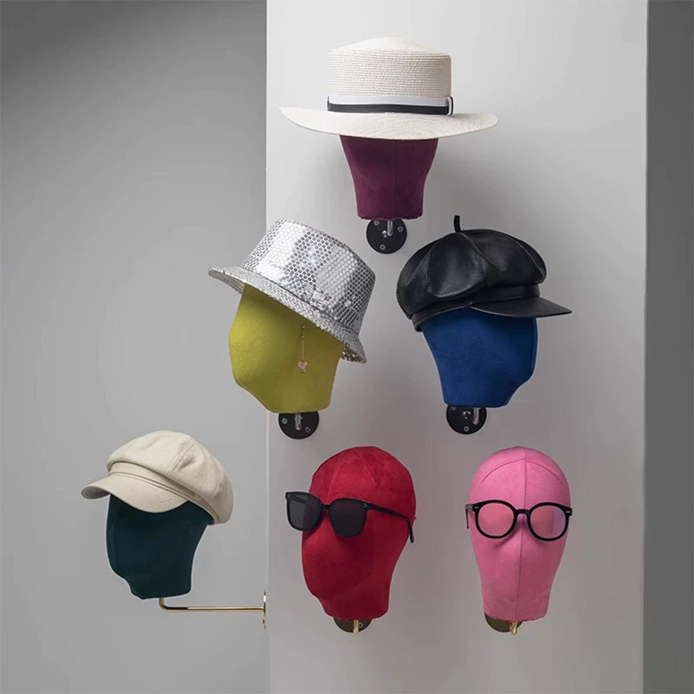 JELIMATE Wall Mount Mannequin Head Display Stand for Hats Wigs Glasses Earrings