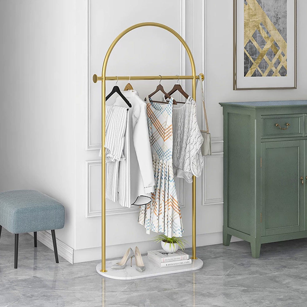 JELIMATE Freestanding Clothing Rack, Marble Base Garment Rack for Boutique Store Display