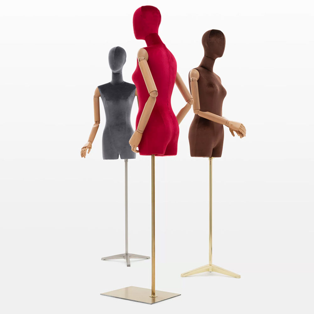 Jelimate Luxury Half Body Female Dress Form Torso,Colorful Velvet Mannequin Torso Stand,Clothing Shop Window Clothing Display Model Wedding Dress Form Model