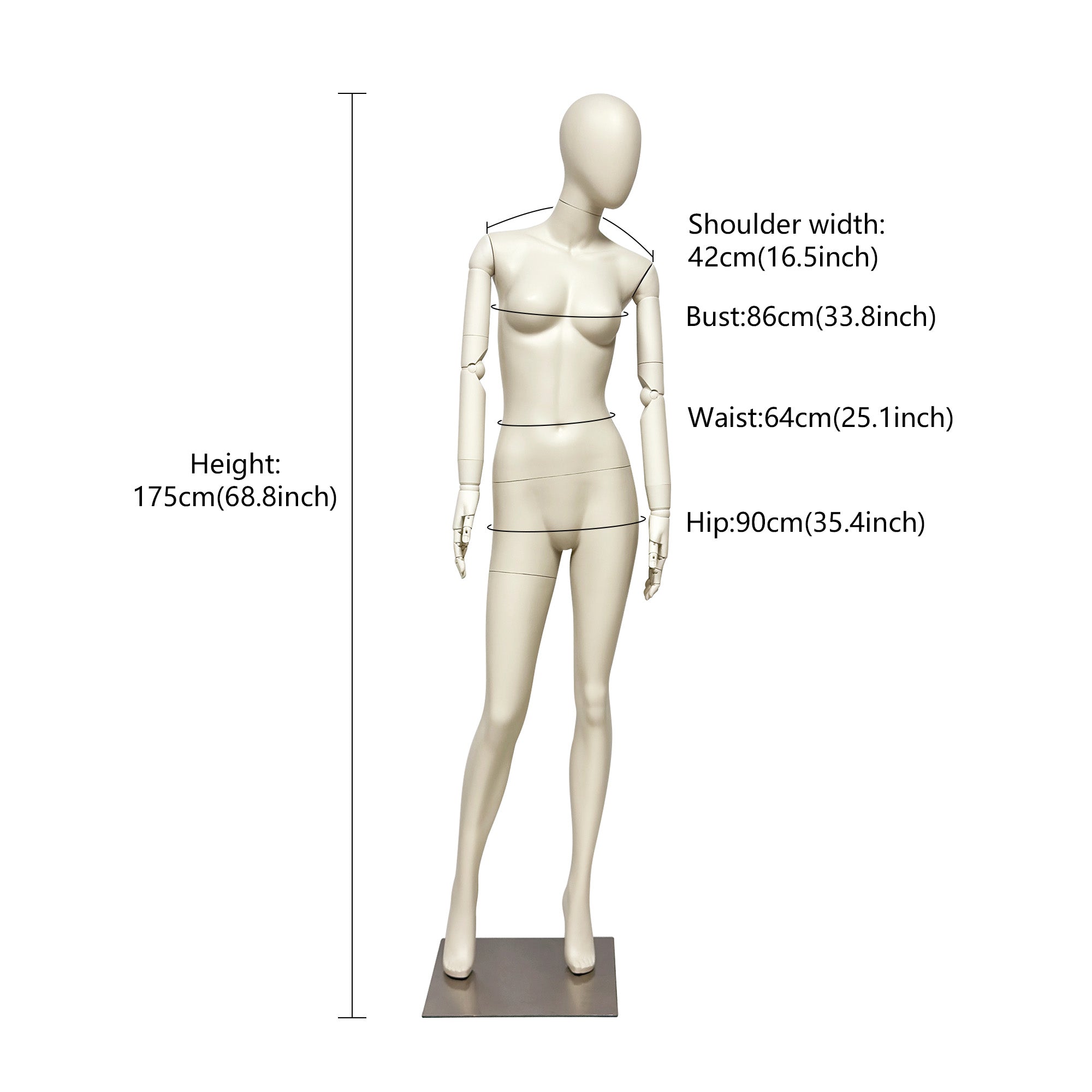 JELIMATE Full Body Female Mannequin Flexible Arms Fiberglass Window Display Dummy