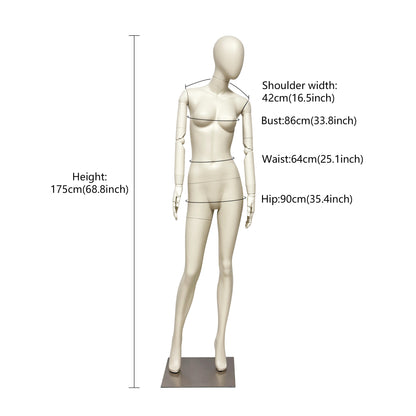 JELIMATE Full Body Female Mannequin Flexible Arms Fiberglass Window Display Dummy