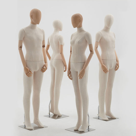 JELIMATE Fabric Mannequin (Male & Female) with Wooden Arms | for Wedding Gowns & Suit Showcase