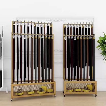 JELIMATE Freestanding Belt Display Rack with Wheels | Multi-Tier Organizer for Retail Store