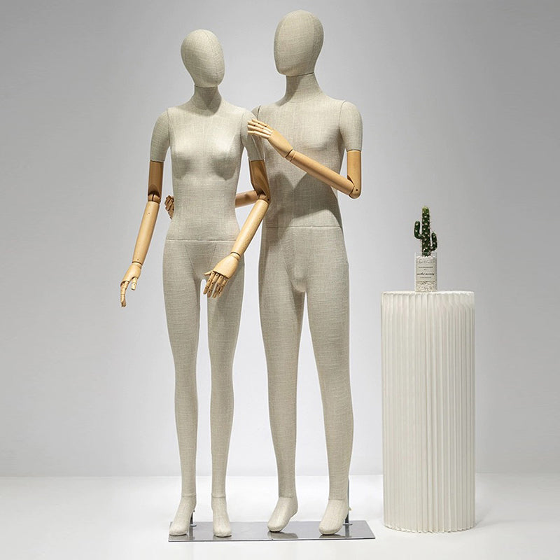 Luxury Grey Bamboo Linen Mannequin | Male & Female Full Body Display Model