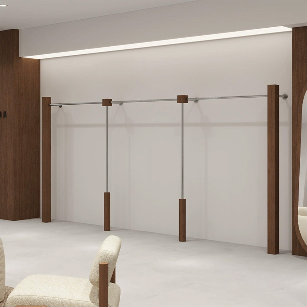 JELIMATE Walnut Clothing Display Rack for Boutique Retail Store Showroom Floor Standing
