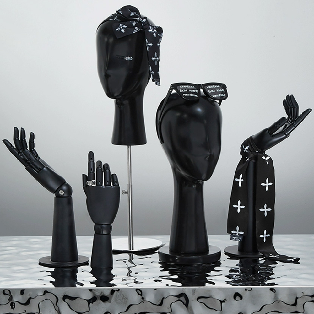 Luxury Black Fiberglass Mannequin Head - Jewelry & Wig Display Stand