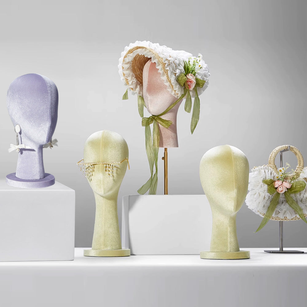 Jelimate Commercial Velvet Female Mannequin Head - Professional Display Form for Salons, Jewelry Boutiques & Retail Showcases