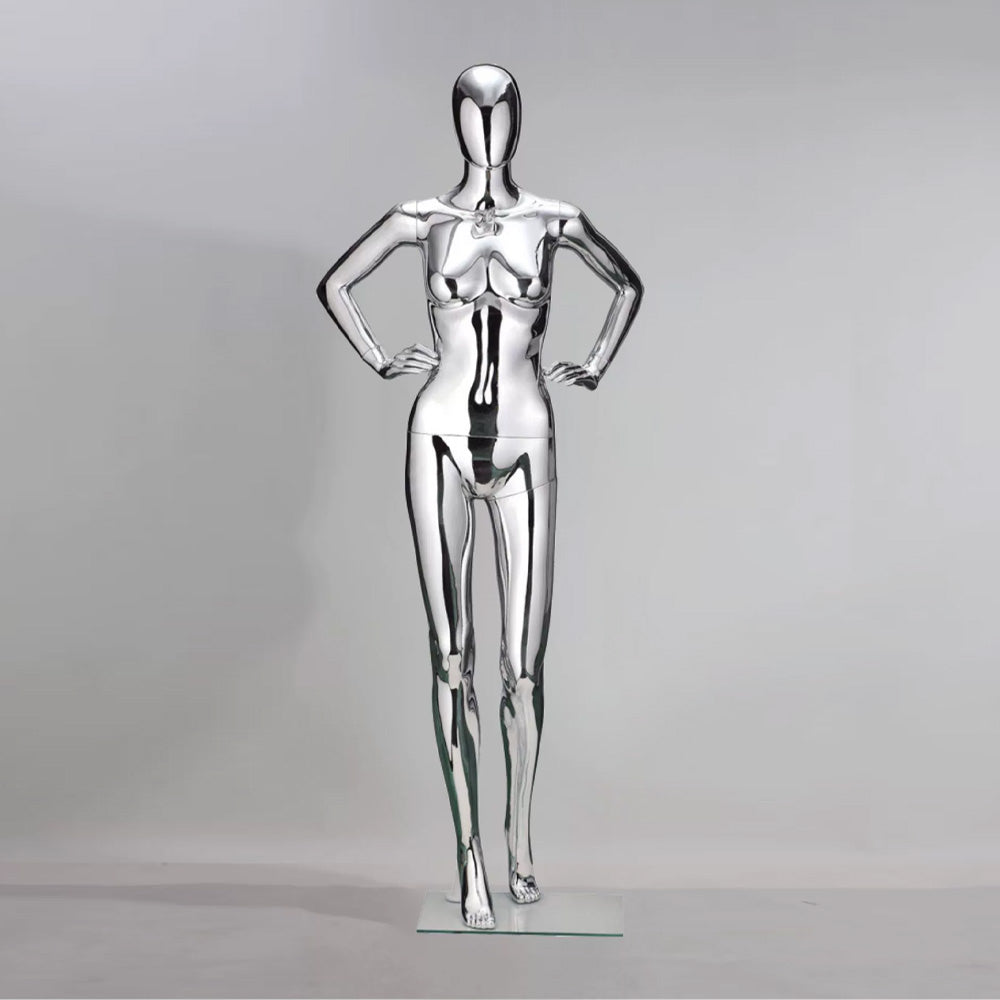 JELIMATE Mirror Silver Plated Full Body Mannequin | Fashion Boutique & Window