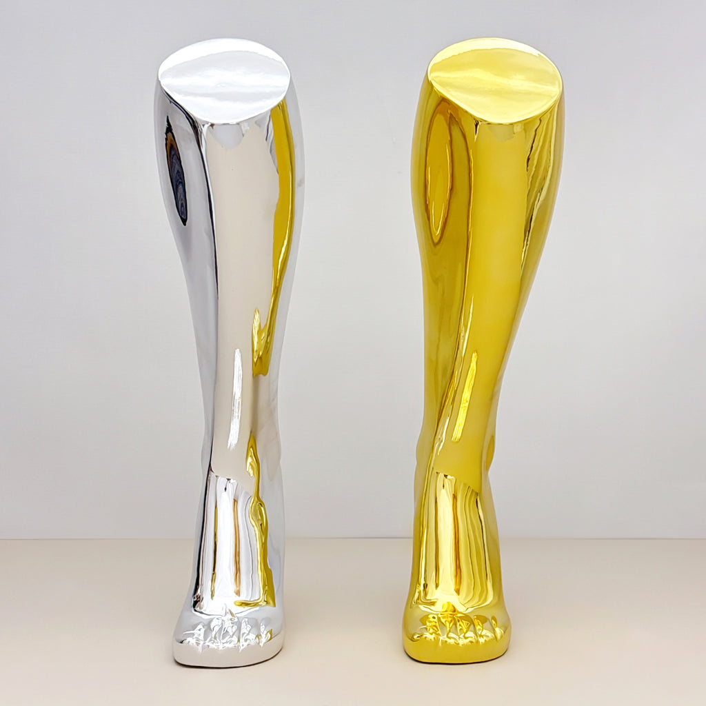 Jelimate Electroplated Left Leg Mannequin for Shoes, Socks & Jewelry – Gold Silver