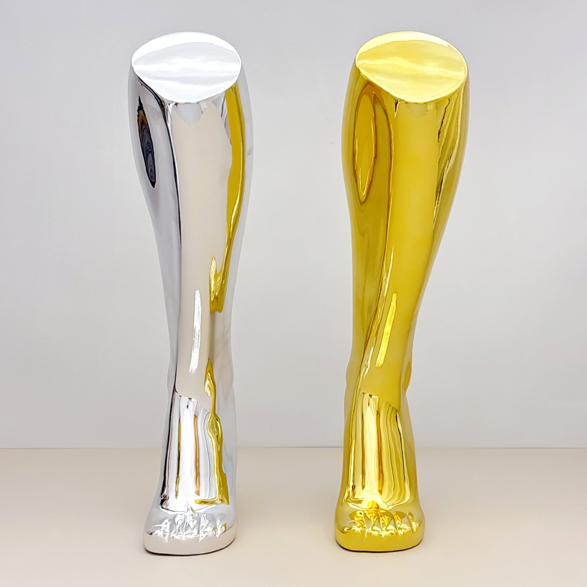 Jelimate Electroplated Left Leg Mannequin for Shoes, Socks & Jewelry – Gold Silver