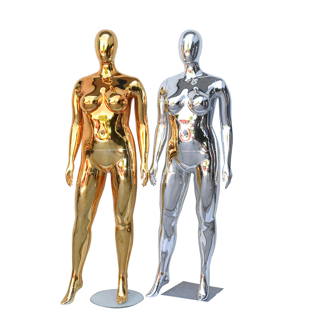 Fat Female Mannequin - Plus Size Full Body modle | Electroplated Gold Silver Curvy Mannequin for Sale