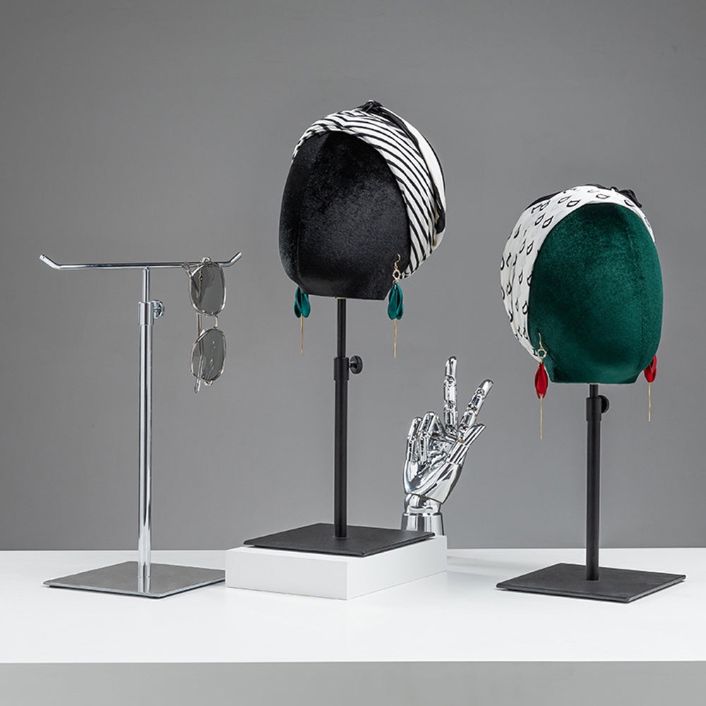 JELIMATE Luxury Velvet Mannequin Head Dress Form,Female Head Mannequin Hat Display Stand,Headband Headphone Jewelry Scarf Wig Display Head Model Props