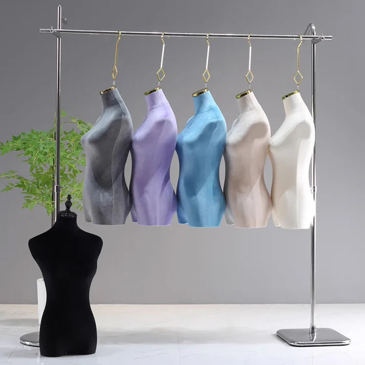 JELIMATE Luxury Velvet Female Hanging Mannequin Torso - Aesthetic Bridal Mannequin with Gold Hook