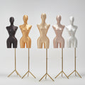 JELIMATE Plus Size Female Mannequin Torso - Fully Pinnable Satin Curvy Dress Form with Gold Base