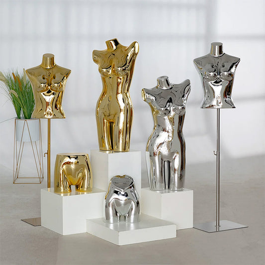 Electroplated Lingerie Mannequin - Female Torso & Hip Display for Boutique Retail