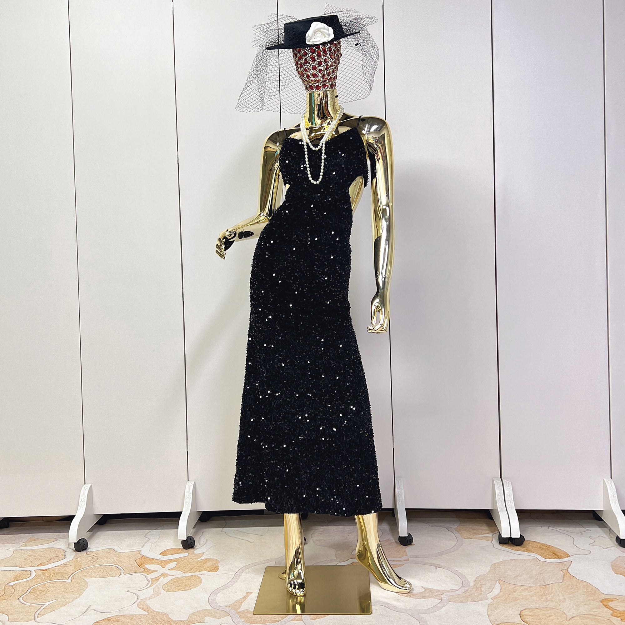 Jelimate Luxury Plated Gold Adult Female Mannequin Full Body Dress Form,Women Dress Form With Wire Mesh Head,Wedding Dress Mannequin Clothing Display Model
