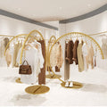 JELIMATE Arc Clothing Display Rack | Gold Iron Garment Rack for Boutique Store