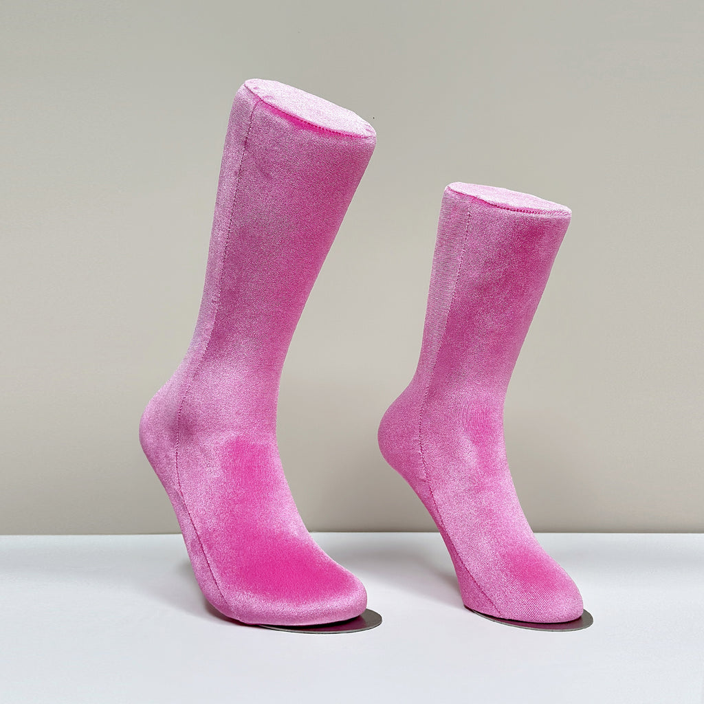 Pink Velvet Foot Mannequin - Premium Display Stand for Socks & Anklets
