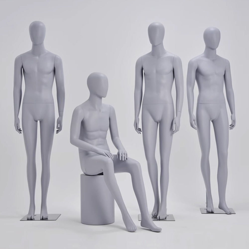 Jelimate Realistic Male Full Body Mannequin Dress Form,Grey Male Full Body Model Fiberglass Sport Mannequin,Garment Shop Window Display Male Suit Mannequin,Men Clothing Store Clothing Display Mannequin