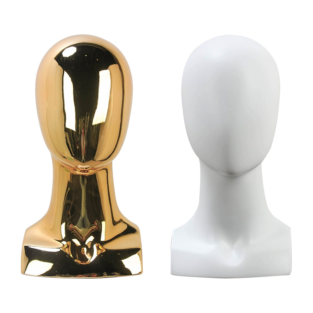 Jelimate High Quality Fiberglass White Gold Mannequin Head for Wigs,Hat Display Head Mannequin Props Window Dress Form,Headband Scarf Jewelry Display Stand