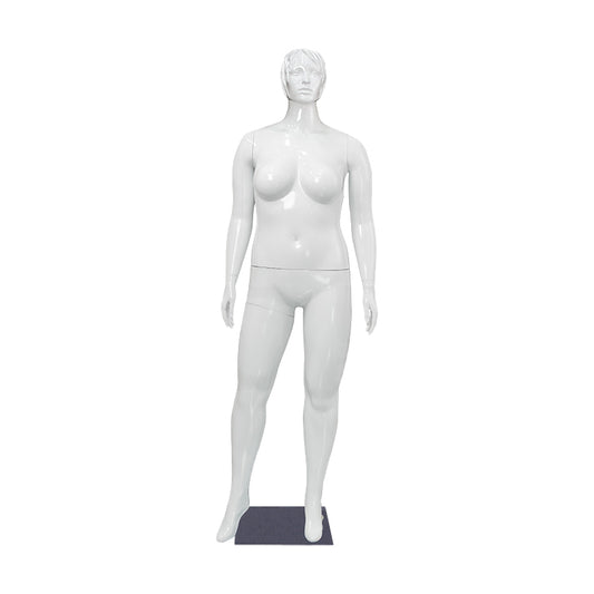 Plump Electroplated Female Mannequin | Abstract Head, Full - Body Plus - Size for European/African Fashion Displays