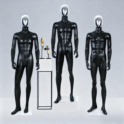 JELIMATE Premium Full-Body Male Mannequin - Silver Electroplated Head & Hands | Black Fiberglass Display