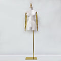 Jelimate High Quality Female Plus Size Mannequin With Gold Arms,Window Display Beige Pink Velvet Dress Form Torso,Women Clothing Store Clothing Display Model