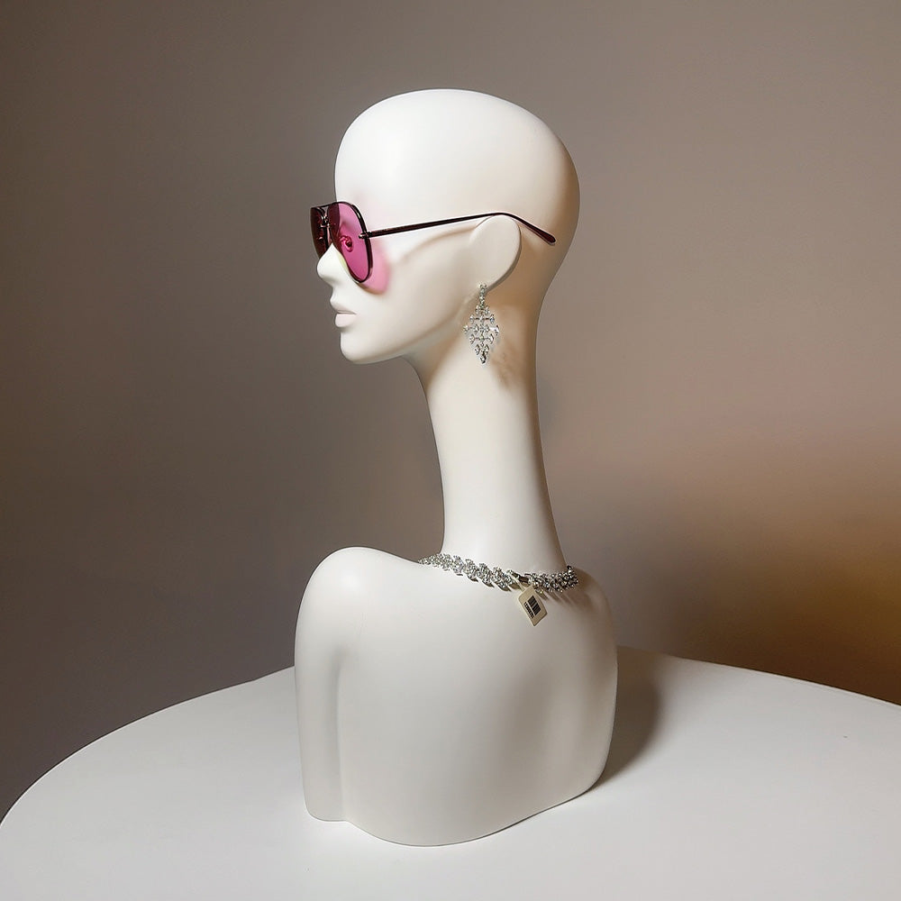 Luxury Fiberglass Mannequin Head - White Display Stand for Wigs & Jewelry