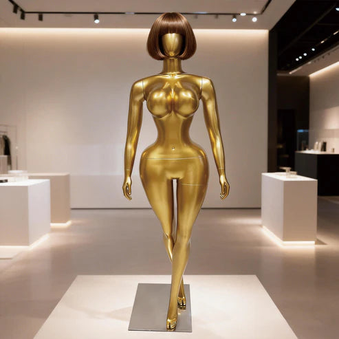 JELIMATE Gold Female Full Body Mannequin for Lingerie, Wigs & Complete Outfits